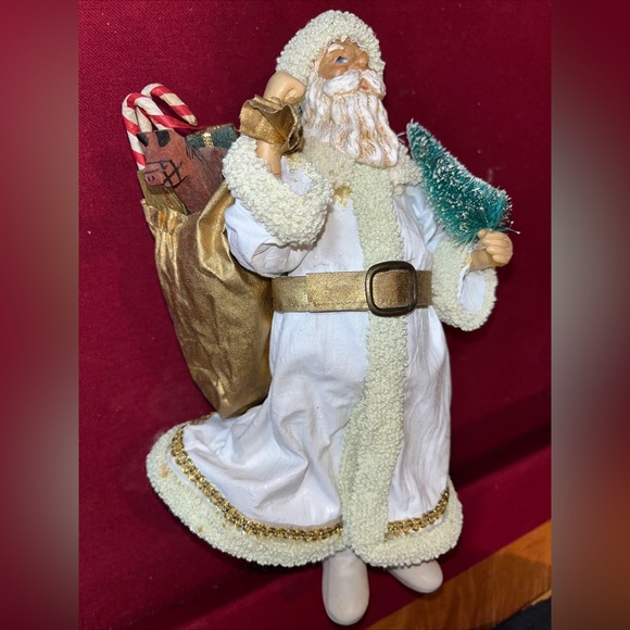 Possible Dreams SANTA 1987 Clothtiques 10#Old World White Gold TOY sack  713036 - Picture 3 of 16